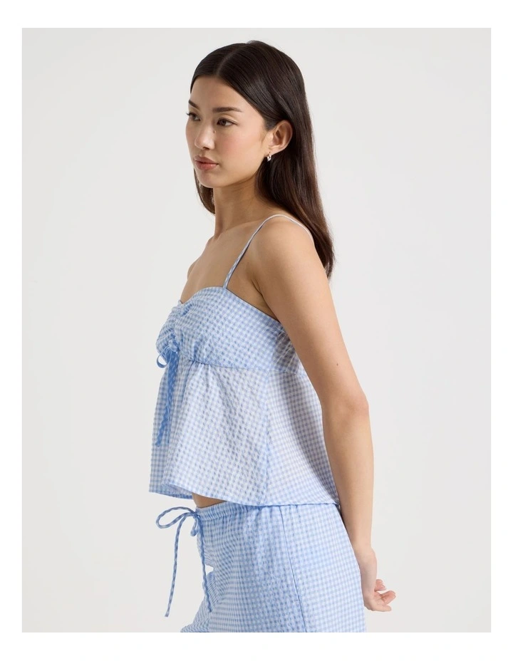Ruched Front Camisole in Blue Gingham image 4