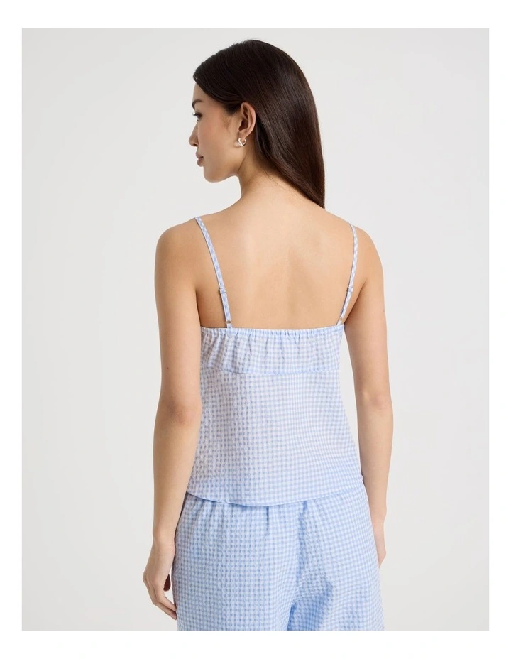 Ruched Front Camisole in Blue Gingham image 5