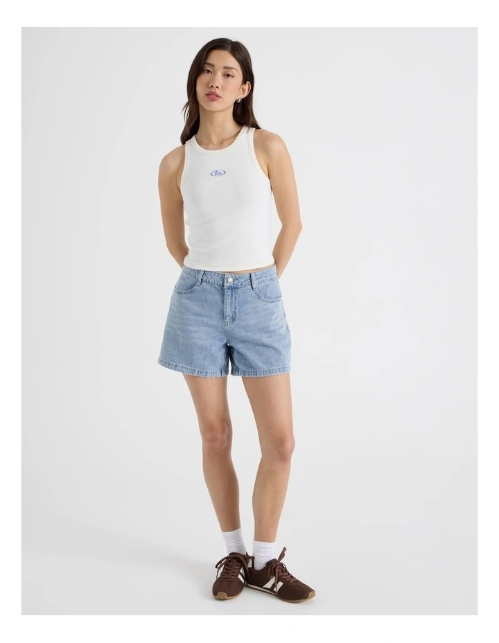 Contrast Stitch Tank in Snow White image 3