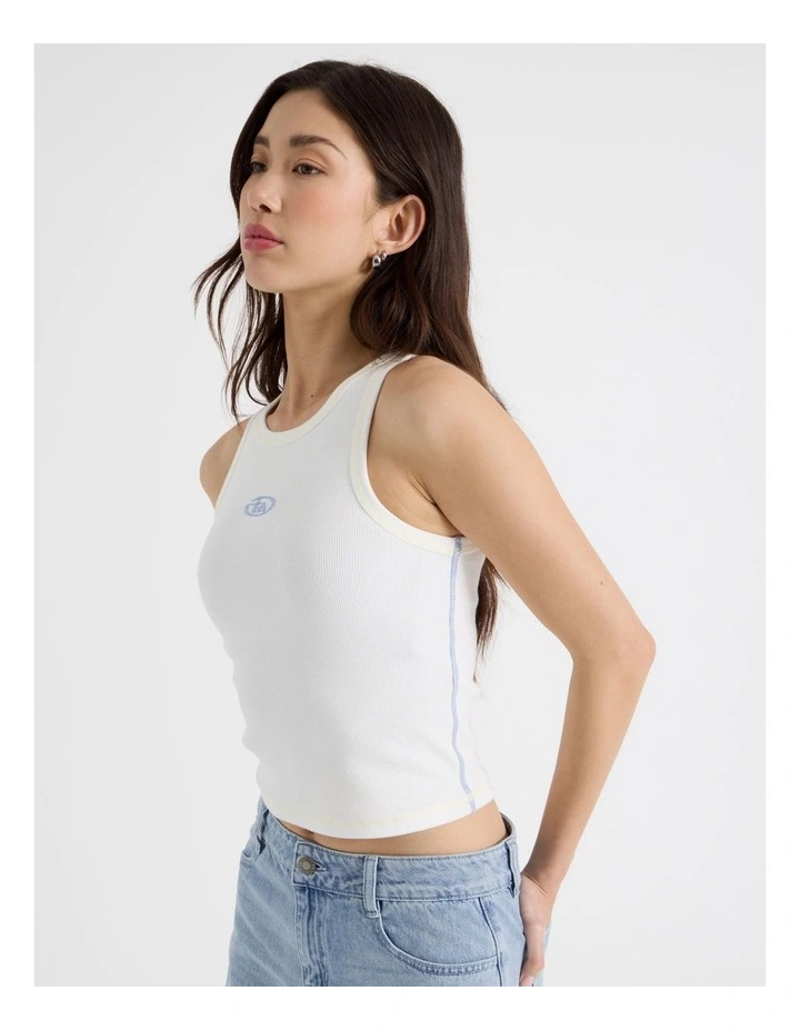 Contrast Stitch Tank in Snow White image 4
