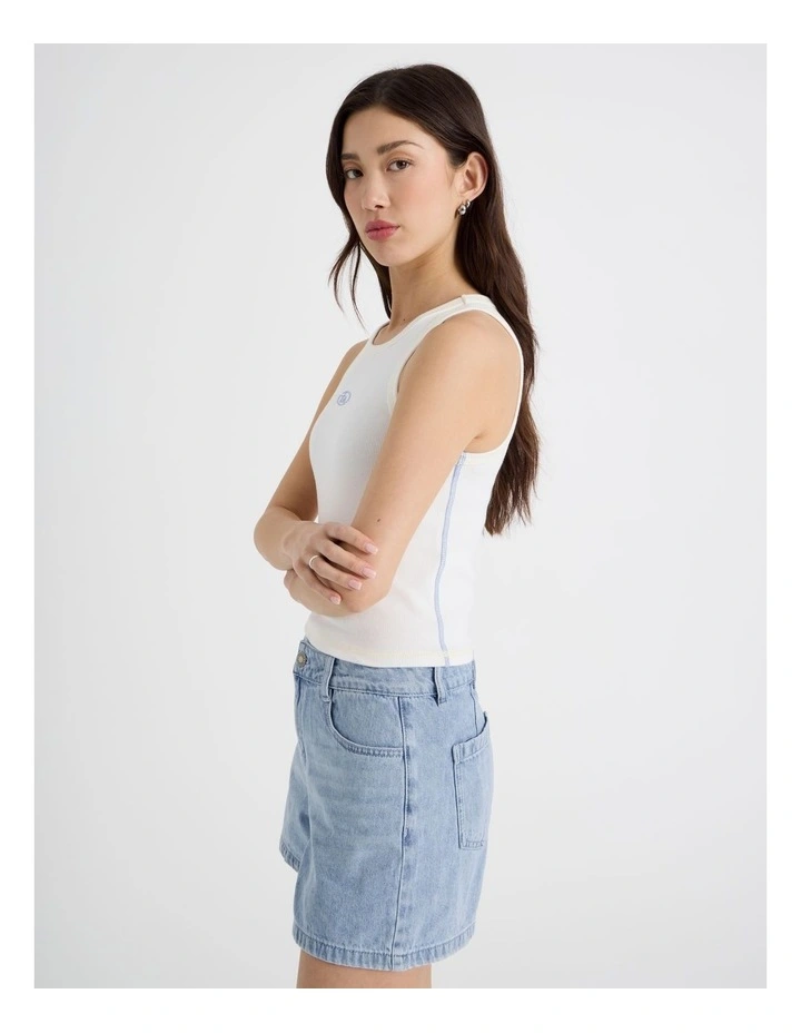 Contrast Stitch Tank in Snow White image 5