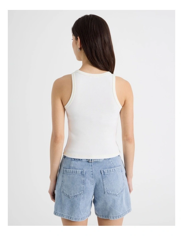 Contrast Stitch Tank in Snow White image 6