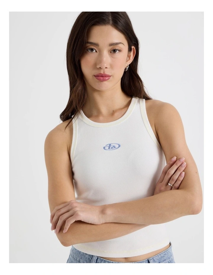 Contrast Stitch Tank in Snow White image 7