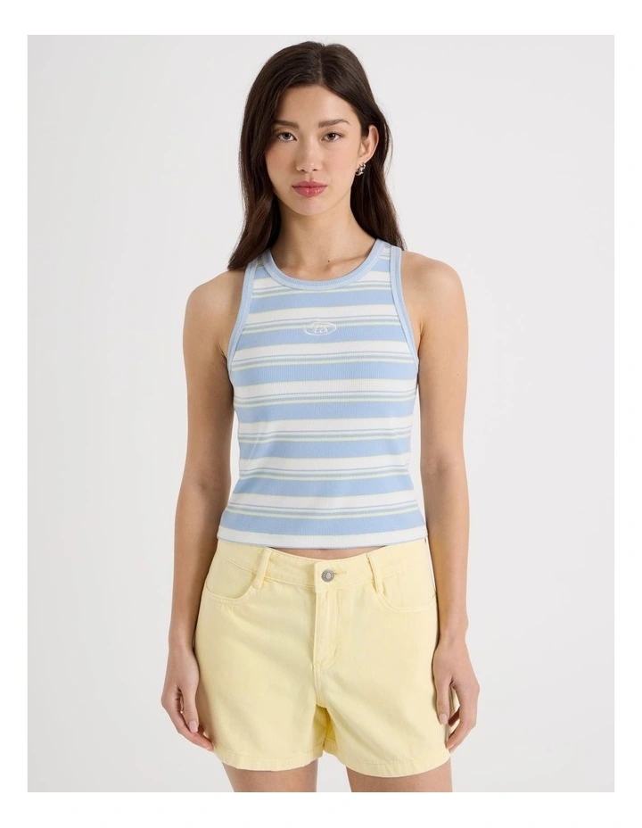 Contrast Stitch Tank in Chambray and Pale Yellow Stripe image 5