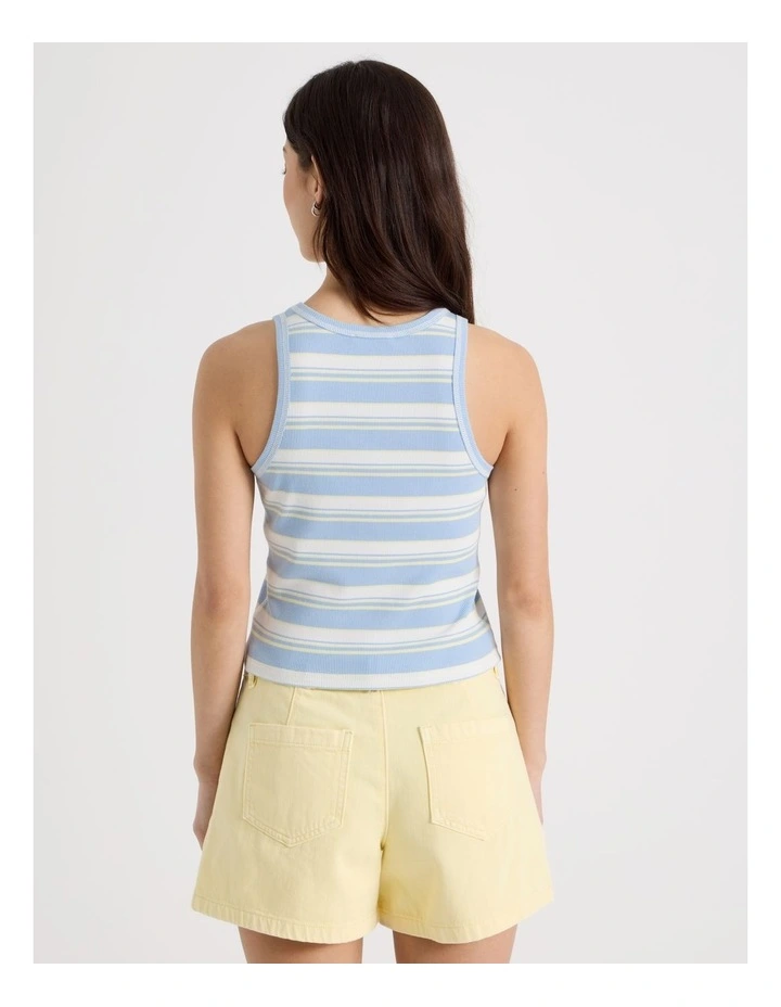 Contrast Stitch Tank in Chambray and Pale Yellow Stripe image 6