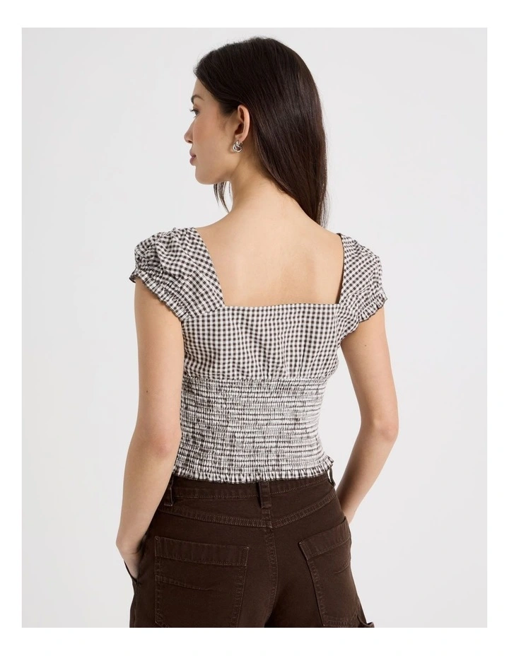 Button Front Shirt in Check Bracken Print image 6