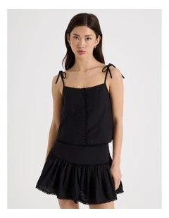 Check Button Front Top in Jet Black