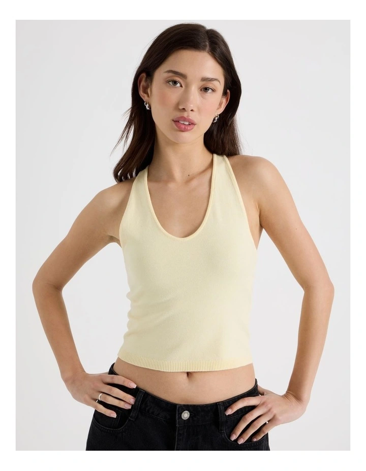 Scoop Neck Racer Top in Pale Yellow image 1
