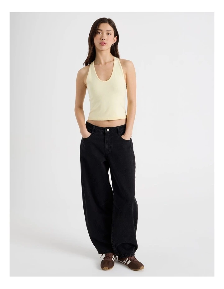 Scoop Neck Racer Top in Pale Yellow image 2