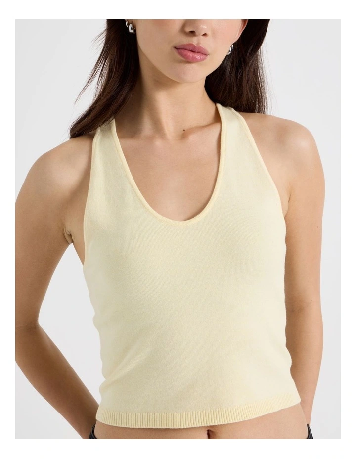 Scoop Neck Racer Top in Pale Yellow image 3