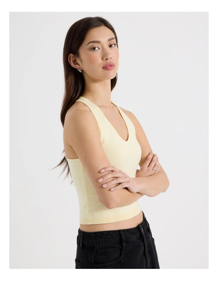 Scoop Neck Racer Top in Pale Yellow image 4