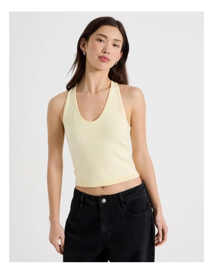 Scoop Neck Racer Top in Pale Yellow image 5