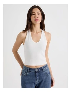 Scoop Neck Racer Top in Snow White