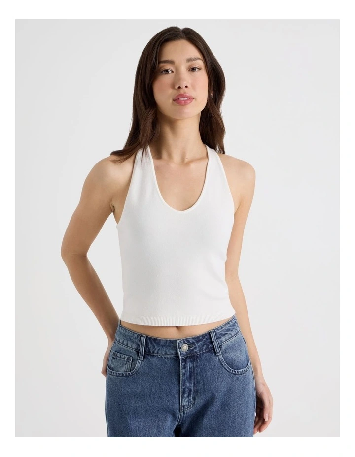 Scoop Neck Racer Top in Snow White image 1