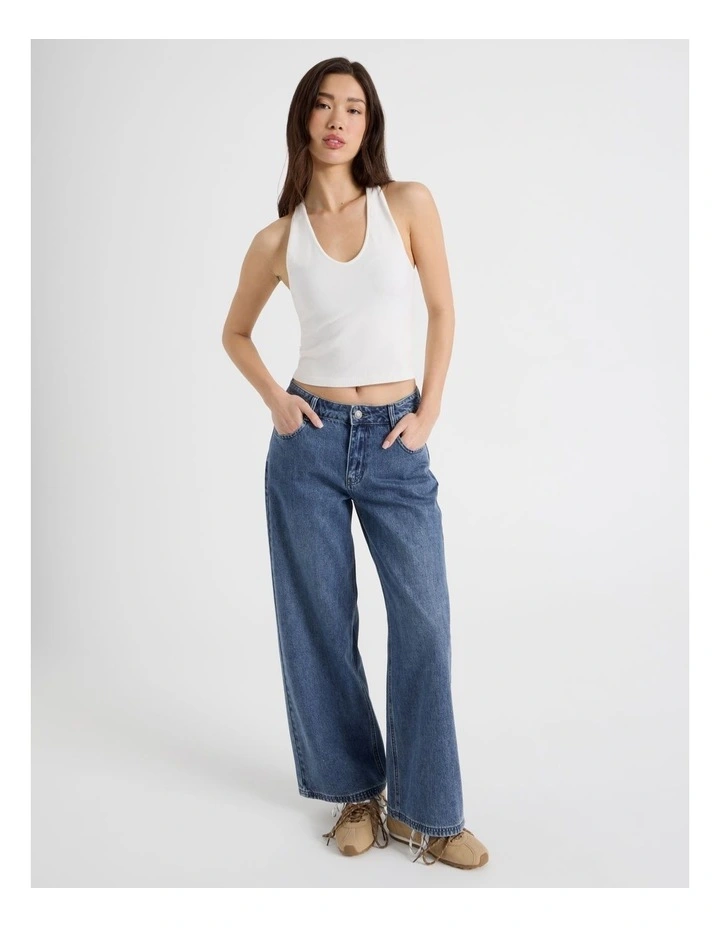 Scoop Neck Racer Top in Snow White image 2