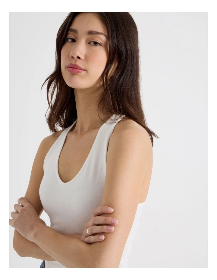 Scoop Neck Racer Top in Snow White image 3