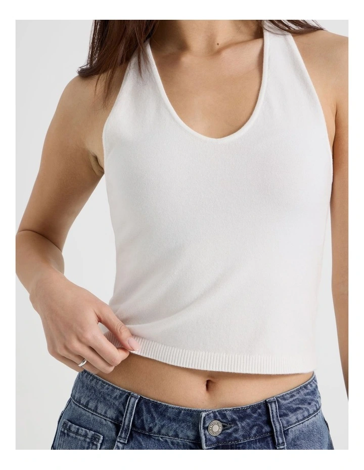 Scoop Neck Racer Top in Snow White image 4