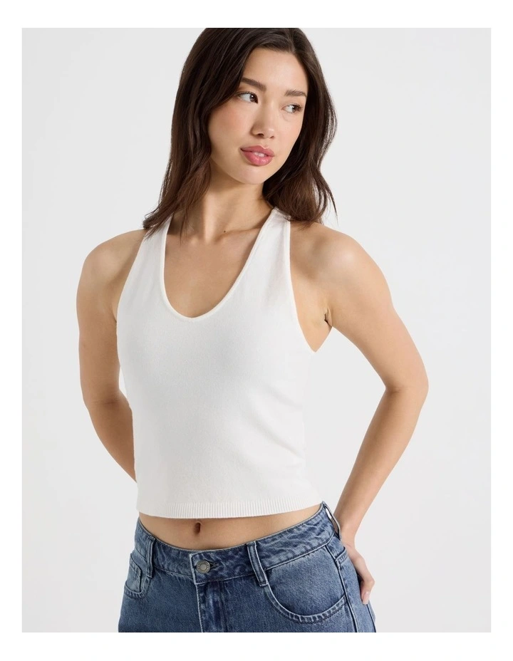 Scoop Neck Racer Top in Snow White image 5