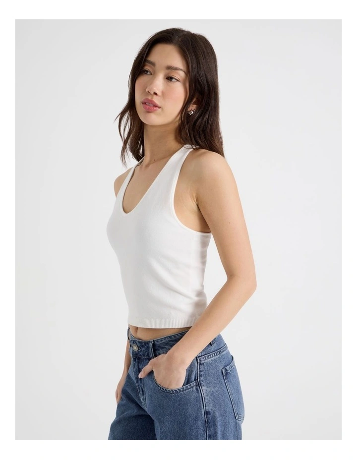 Scoop Neck Racer Top in Snow White image 7