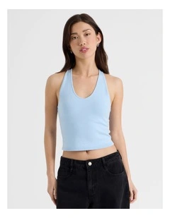 Scoop Neck Racer Top in Sky Blue