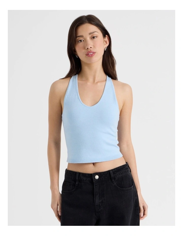 Scoop Neck Racer Top in Sky Blue image 1