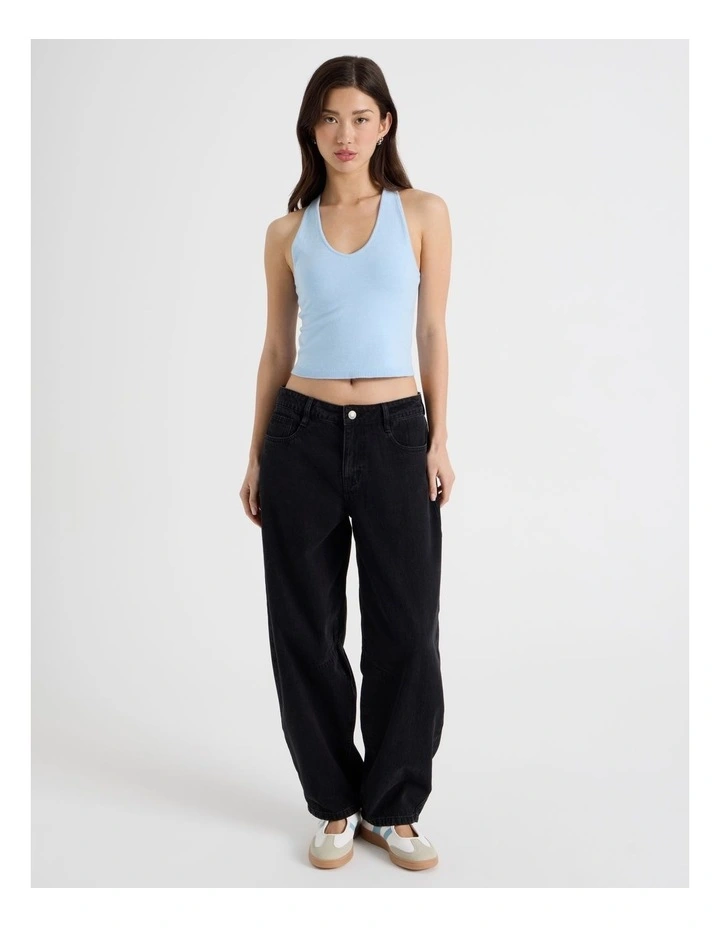 Scoop Neck Racer Top in Sky Blue image 3