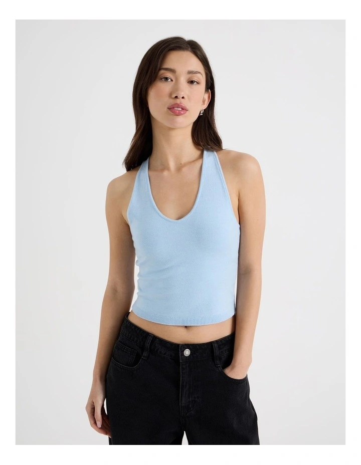 Scoop Neck Racer Top in Sky Blue image 5