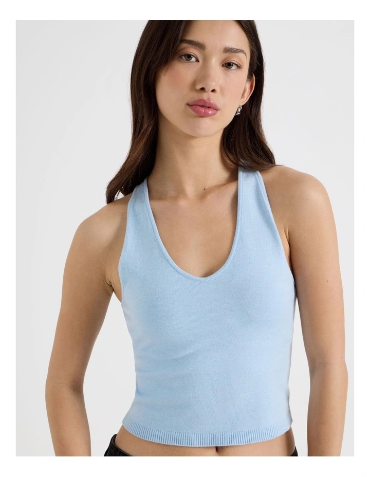 Scoop Neck Racer Top in Sky Blue image 7