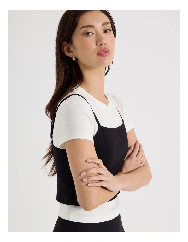 Double Layer Tee in Black and White image 4