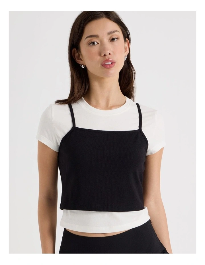 Double Layer Tee in Black and White image 5
