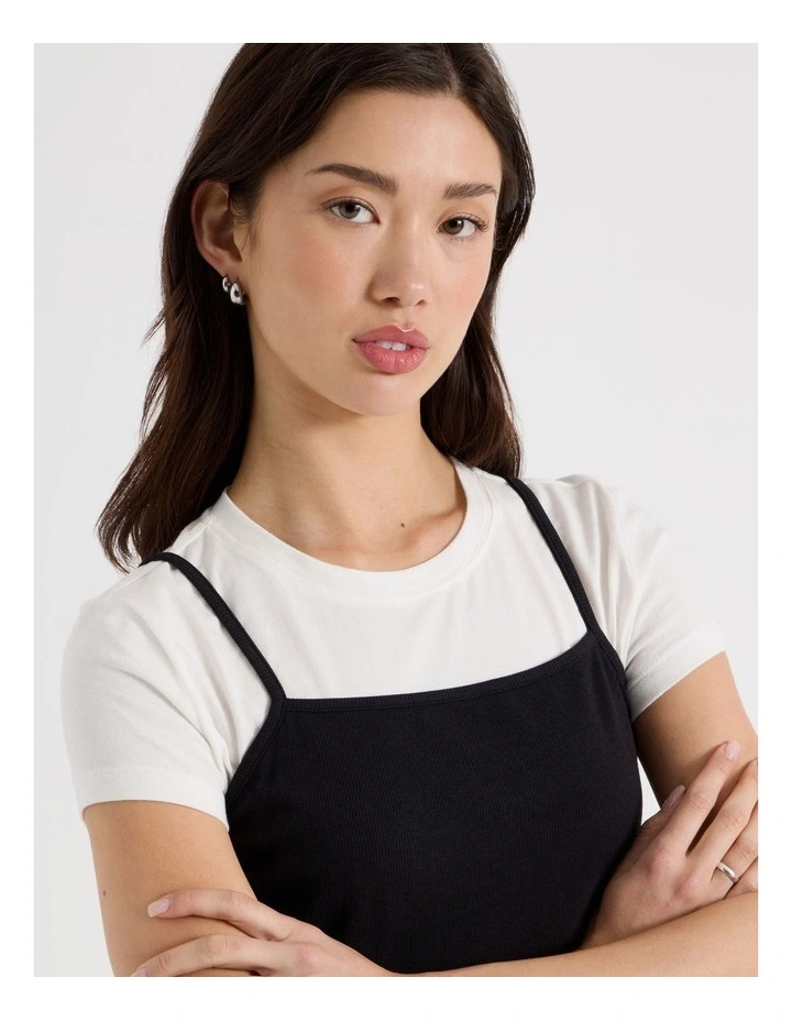 Double Layer Tee in Black and White image 7