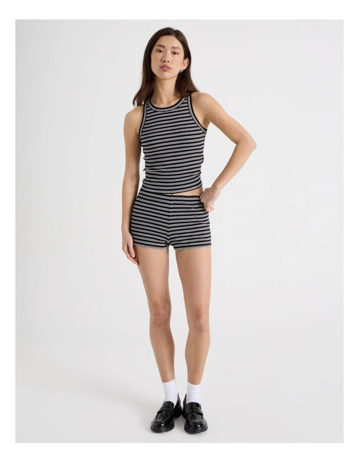 Racer Rib Tank in Black and White Stripe image 4