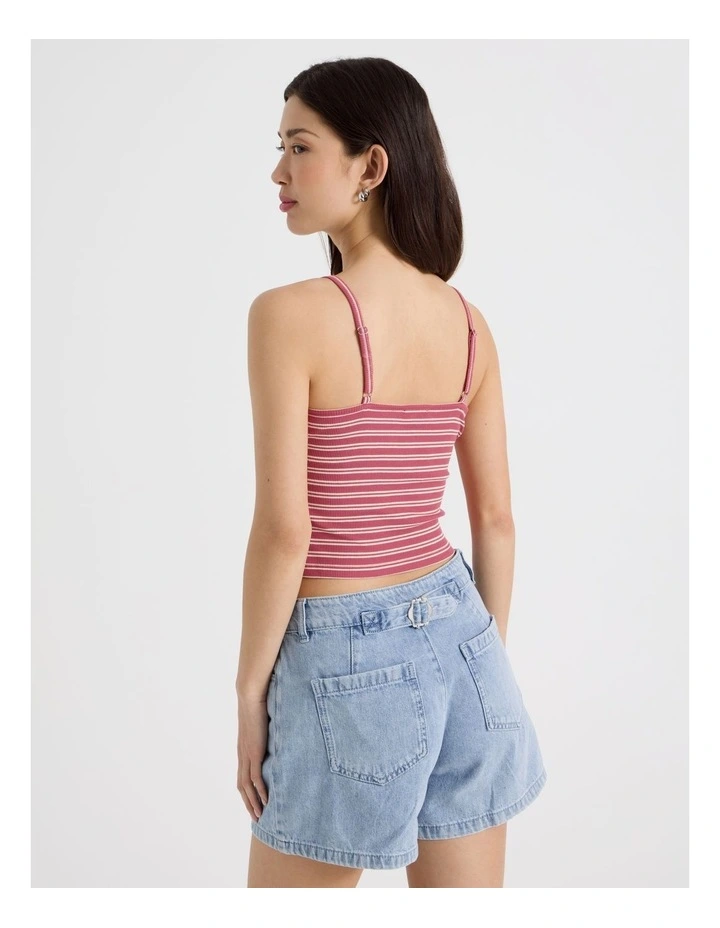 Rib Singlet Top in Red and White Stripe image 6