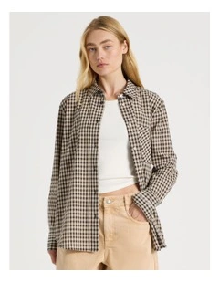 Oversized Shirt in Sand Check