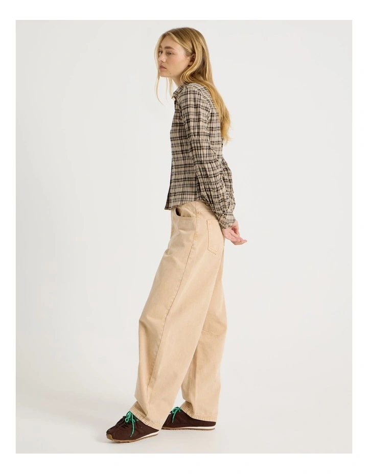 Ruched Sleeves Check Shirt image 4