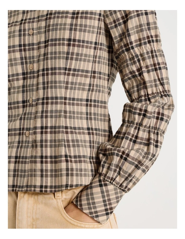 Ruched Sleeves Check Shirt image 5