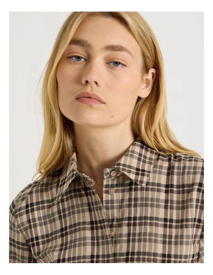 Ruched Sleeves Check Shirt image 6