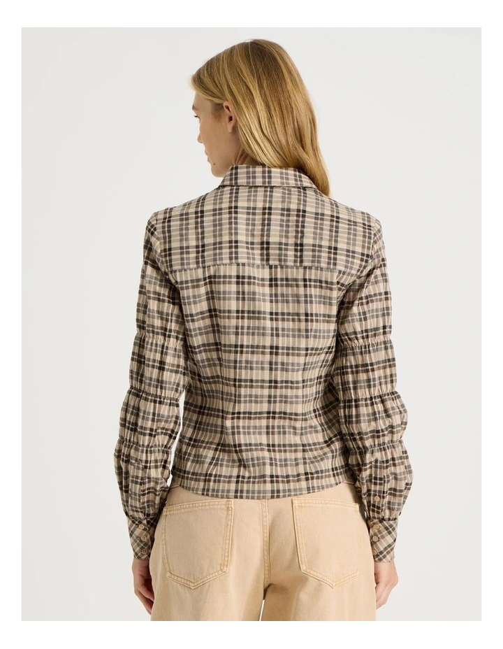 Ruched Sleeves Check Shirt image 7
