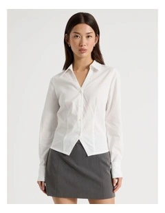 Fitted Long Sleeve Shirt in Snow White