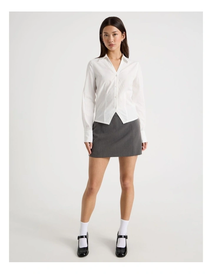 Fitted Long Sleeve Shirt in Snow White image 2