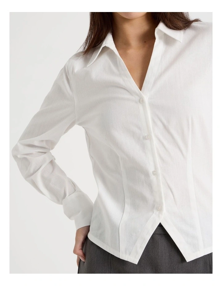 Fitted Long Sleeve Shirt in Snow White image 4