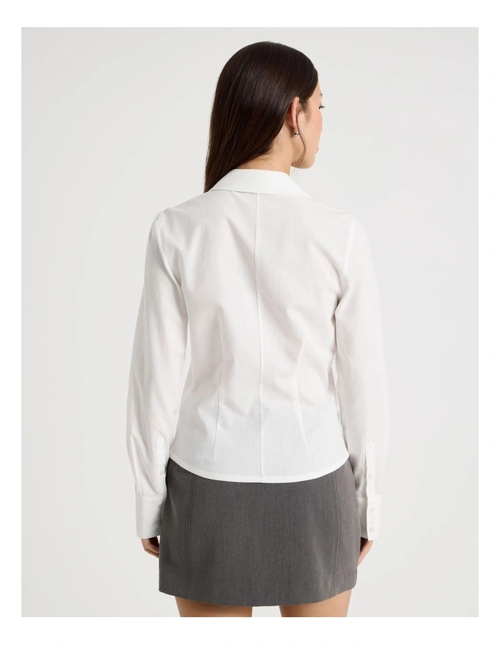 Fitted Long Sleeve Shirt in Snow White image 6