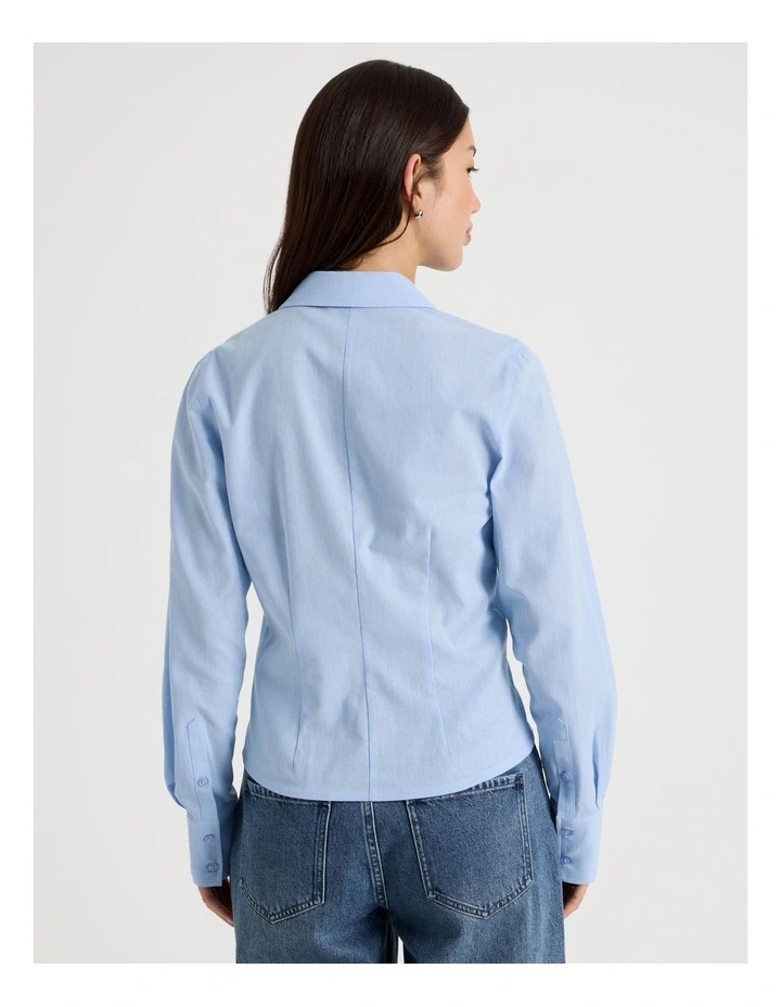 Fitted Long Sleeve Shirt in Chambray Blue image 6