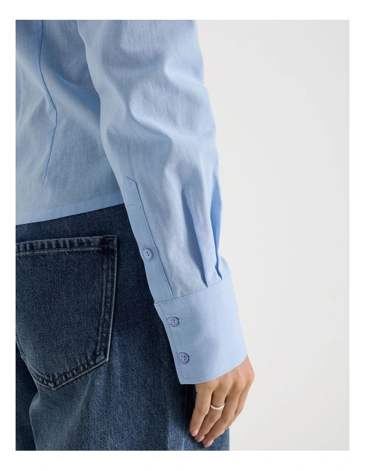 Fitted Long Sleeve Shirt in Chambray Blue image 7