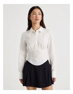 Corset Detail Shirt in Snow White