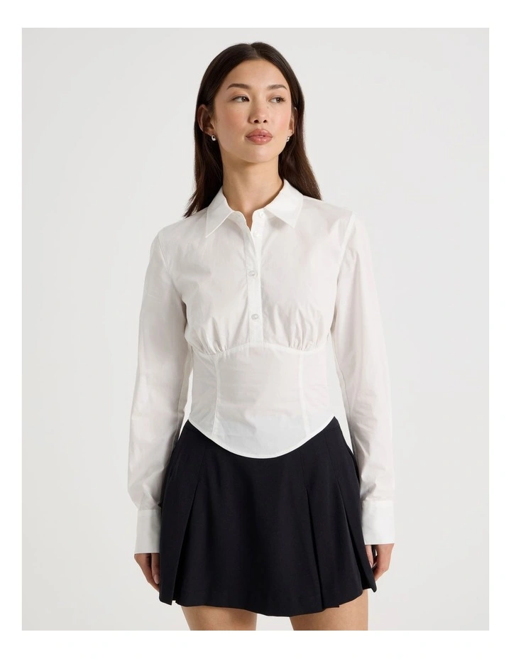 Corset Detail Shirt in Snow White image 1