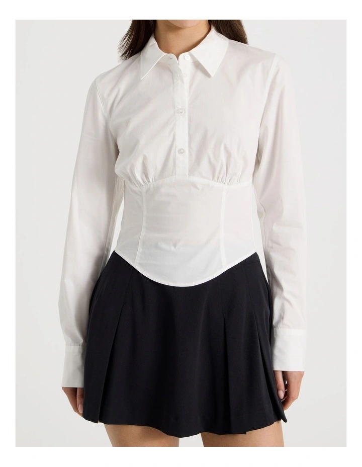Corset Detail Shirt in Snow White image 3