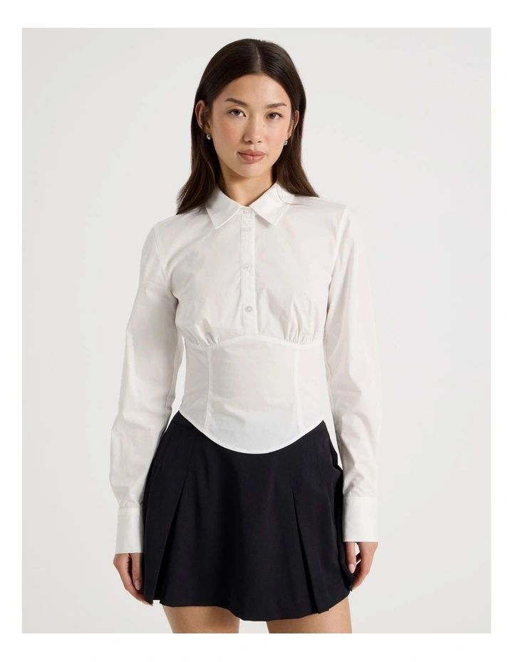 Corset Detail Shirt in Snow White image 5