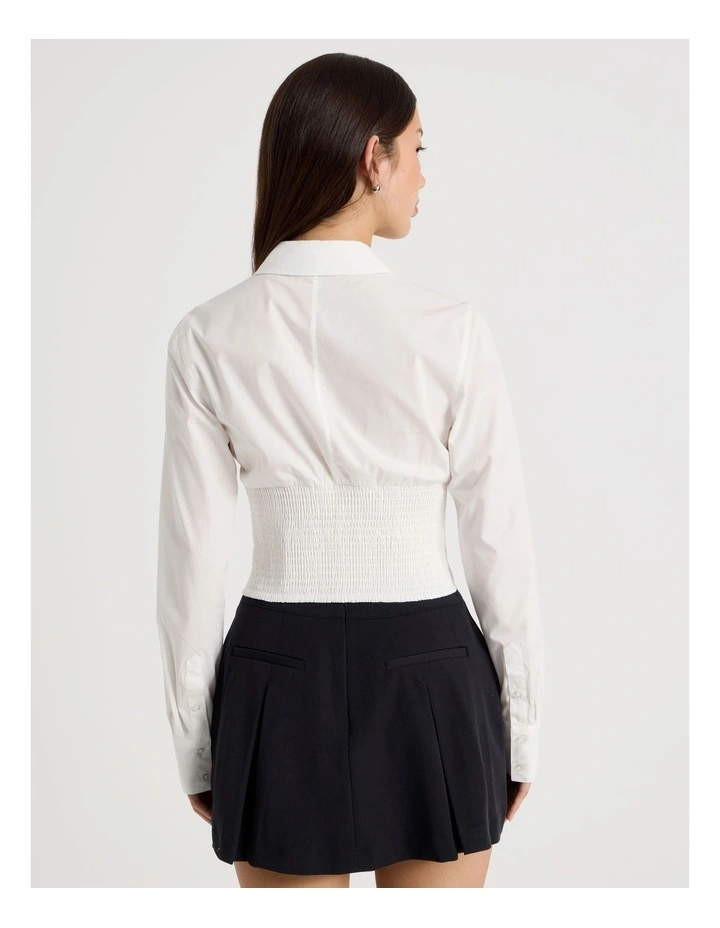 Corset Detail Shirt in Snow White image 6