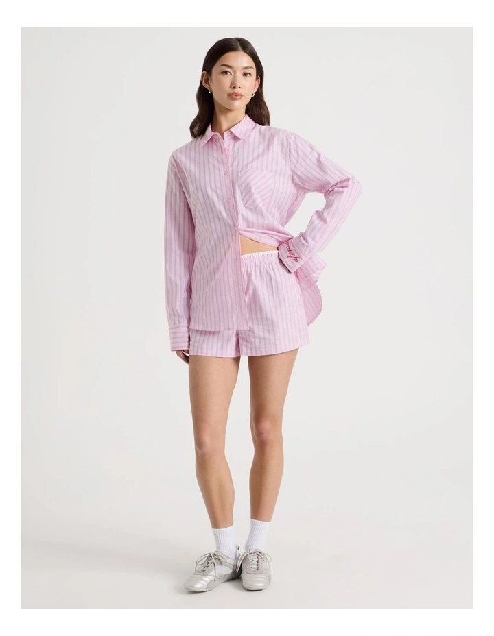 Oversized Long Sleeve Shirt in Red Stripe image 2